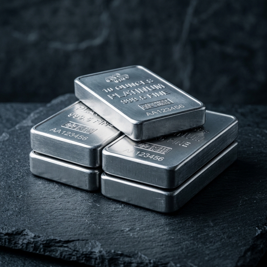 Platinum bullion bars stack